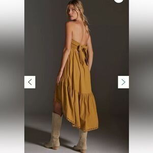 Maeve by Anthropologie Gold High Low Midi Dress Size Medium